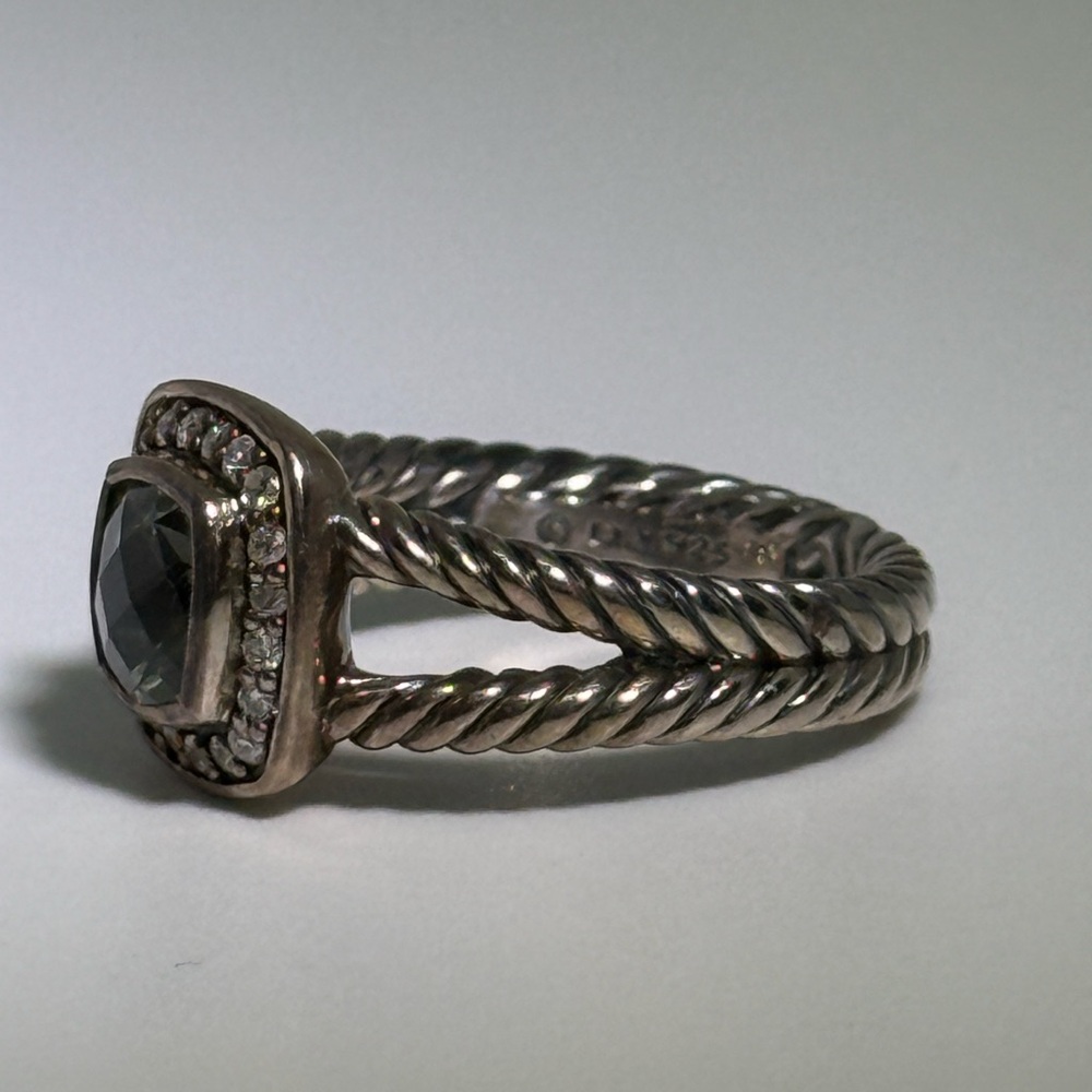 David Yurman petite Albion prasiolite ring with white diamonds - Picture 3 of 5